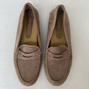 Vaneli Tan Perforated Loafers